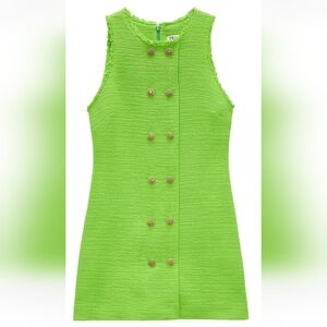 Zara weave dress with gold buttons